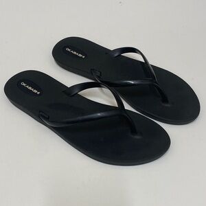 Okabashi Women's Classic Black Flip Flops Size 7 Made in USA Recycled Material
